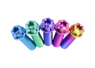 Titane bouton tête boulon M5x(0.80mm) x8mm Torx Drive avec finition arc-en-ciel et sous vide nitridation de surface