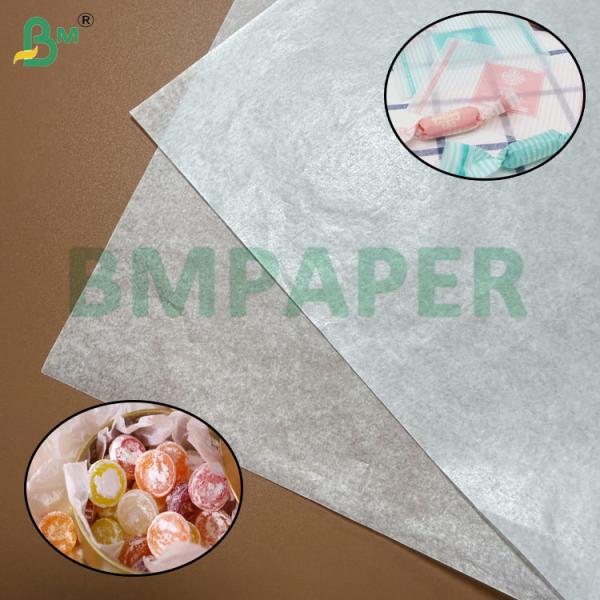 30gsm Food-Safe Wax Coated White Base Paper For Candy Wrapping 900mm 1050mm Papel base blanco recubierto de cera apto para alimentos de 30 g/m² para envolver caramelos 900 mm 1050 mm