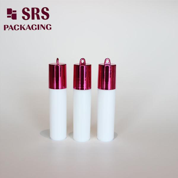 SRS empty cosmetic 5ml white plastic roll on bottle with hook cap