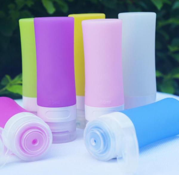 Blue / White / Yellow Small Travel Bottles , Soft Silicone Body Squeezy Travel Bottles