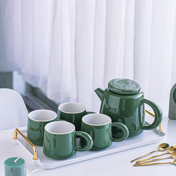 Japanese Tea Cup Set Porcelain Teekanne Set Green Afternoon Cup And Saucer With Tray