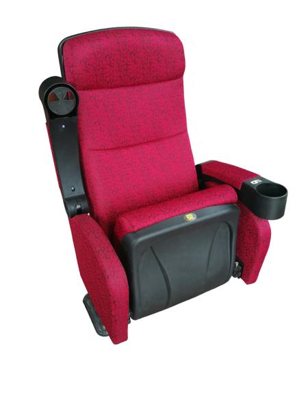 Red Color Cinema Chairs Space Saving Movable Armrest Compound Vestee Surfance