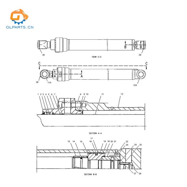158-8991 1588991 2043614 204-3614 Cilindro de empuje hidráulico E320C Para el CAT