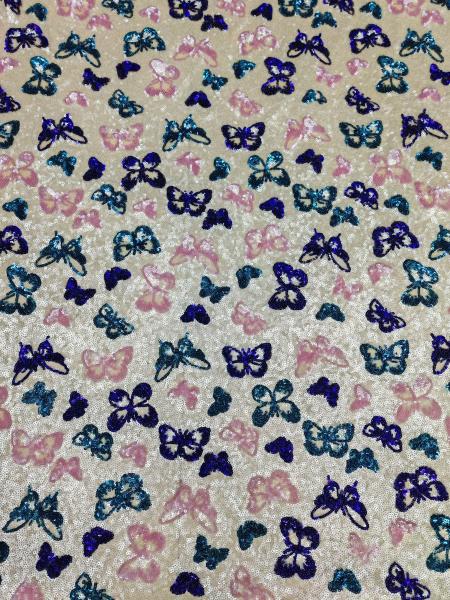 Buttfly Sequin Embroidered Lace Style Colorful Fabric For Girls Party Wedding Dress Gowns