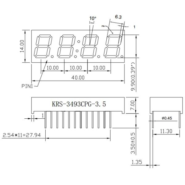 Digital Tube 0.39 Inch Clock LED Display 4 Digit Seven Segment 24 pin