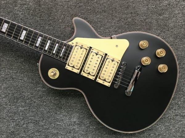 Flame Top matte black Color LP 3 Pickups Ace Frehley Budokan Vintage Electric Guitar