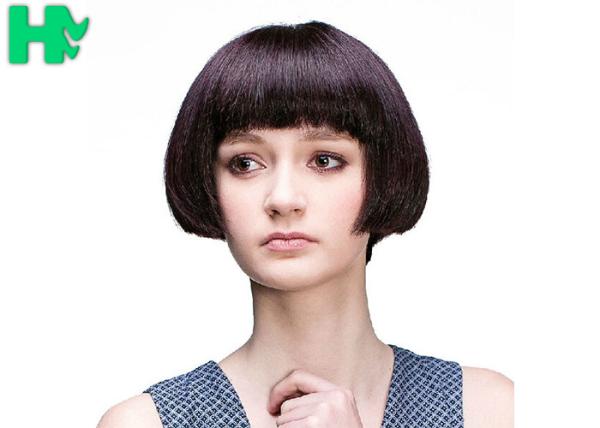 Synthetic Heat Resistant Choppy Short Bob Wigs With Bangs 8 Inch Length