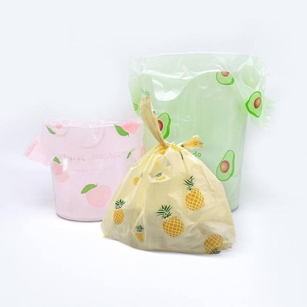 Cute Pink Peach Heart Embossed Printed Side Gusset Bag Thickened PE Supermarket Use Garbage Packing Fruit Bag Recyclable