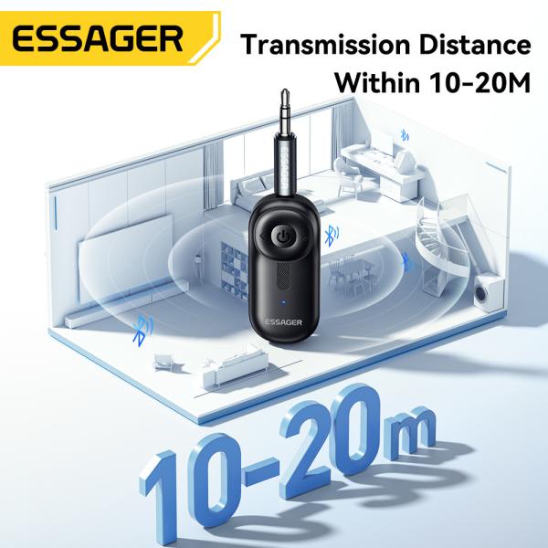 ESSAGER ES-BT14 3.5mm Audio Wireless Bluetooth Receiver Adapter For Wired Earphones Transmission Distance 10-20 Meters