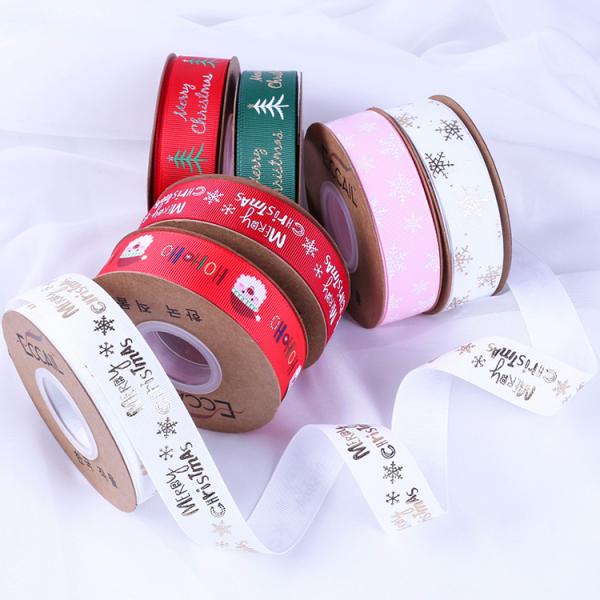 Лента рождества сатинировки оформления 25mm дома отдыха ODM для пакета подарочной коробки