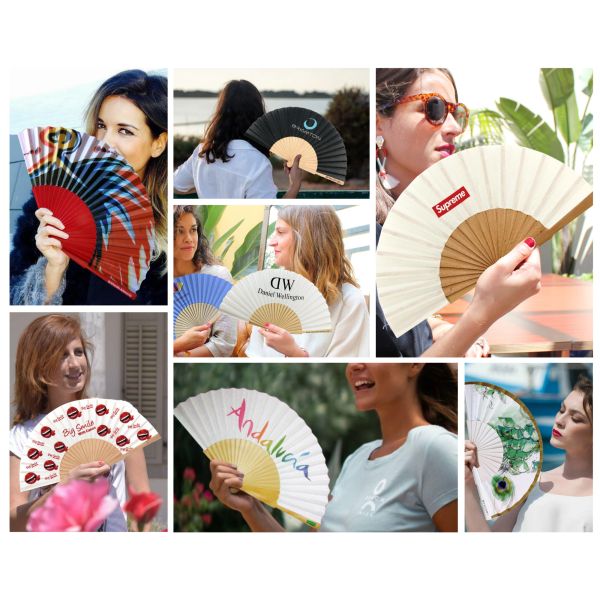 Promotion Hand Fan Custom Design Print Personalize Folding Wooden Hand Fan