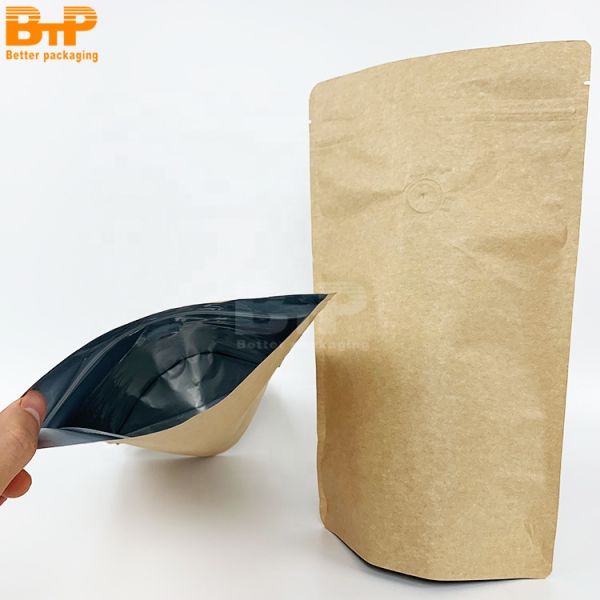 Custom Foil Bag Brown White Kraft Paper Eco-friendly Zip Lock Mylar Food Dried Fruits Stand up Pouch Packaging Bag