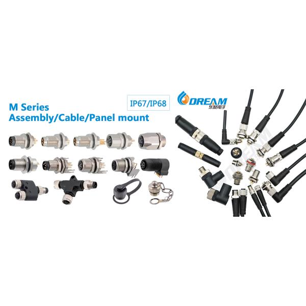 M Series M12 Industrial Circular Connector Waterproof M12 Male/Female Connectors