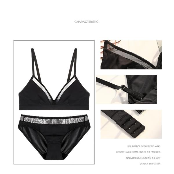 ODM Plus Size Bra Sets Strapless 18-35 Years Women'S Brief Sets Black Lingerie