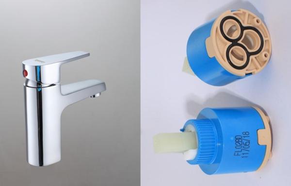 Square Basin Faucets with Ceramic Cartridge , Single Hole Deck Mounted Bathtub Taps