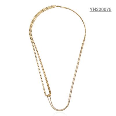 Unique 18k Gold Plated Jewelry Nice Simple Splicing Double Chain Necklace