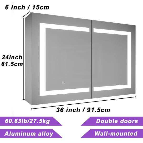 Bathroom Storage Lighted Mirror TV Decoration Double Door Medicine Cabinet