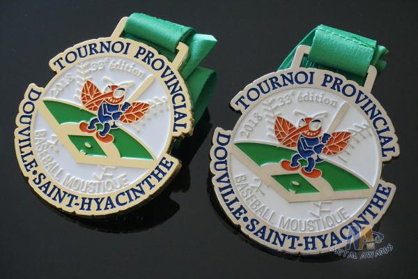 Round Shape Baseball Metal Award Medals / Shiny Silver Custom Running Medals