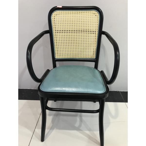 Iron Pipe Frame 85cm 44cm Rattan Upholstered Cafe Chairs