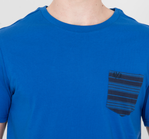 Mens Cotton Jersey Round Neck Tee and Yarn Dyed Striped Short Pants Pyjamas Set Functional Placket Side Pockets