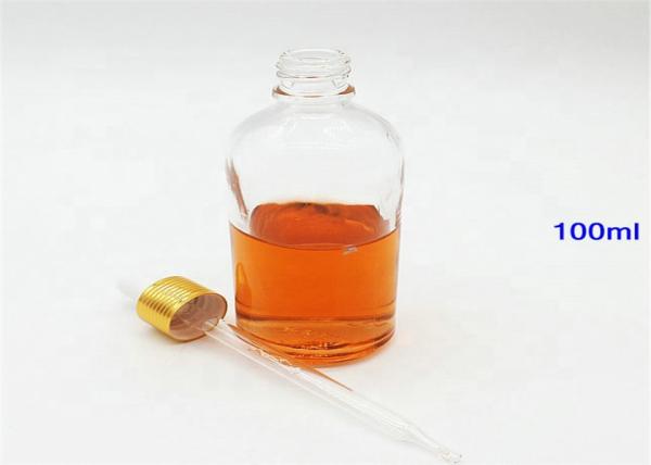 100ml Clear Glass Dropper Bottles With Gold Screw Cap Silicon And PP Material