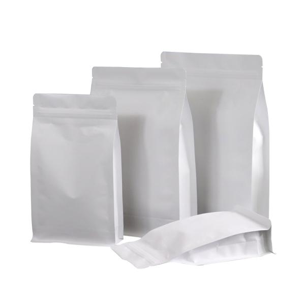 White kraft paper  Flat Bottom zipper bag food grade packaging bag