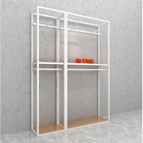 Modern 2 Tier Steel MDF Wardrobe Clothing Garment Rack for Retail Shops and Advertising