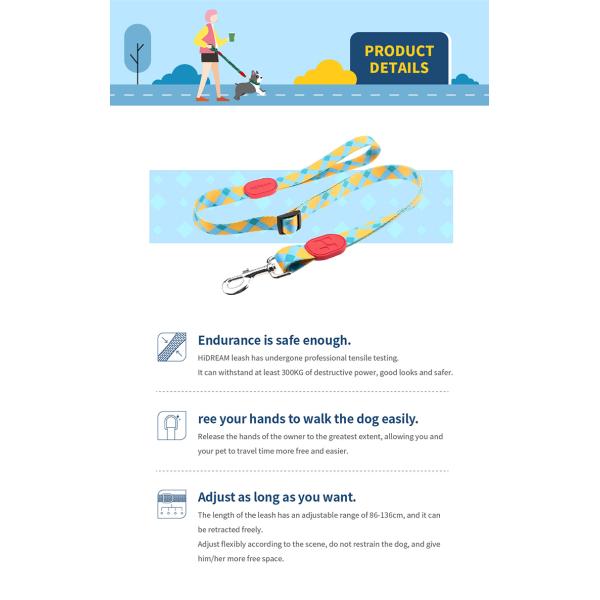 25 Ft 20 Ft 10 Ft 15 Ft Dog Seat Belt Leash Outdoor Running Patterned Polyester Webbing