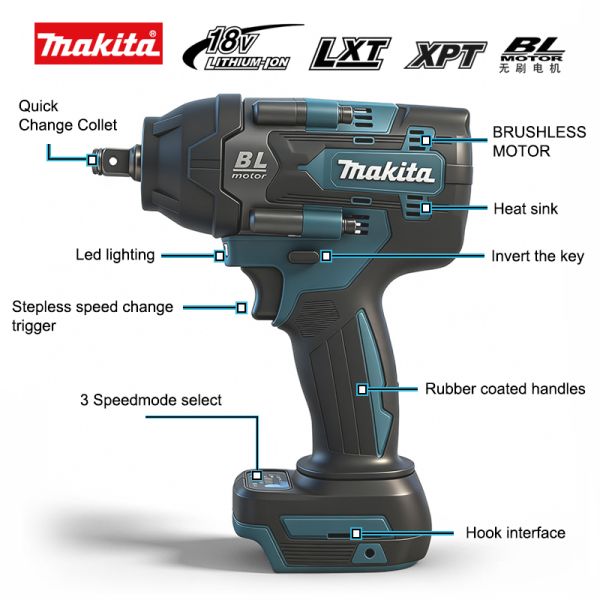 OEM Electrical Tool Kits DC18V Makita Brushless Kit Impact Wrench Drill Angle Grinder