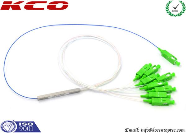 0.9 mm 1*8 Fiber Optic Splitter / Passive Fiber PLC Splitter 1X8 With Fan Out Kits