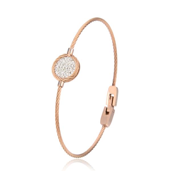 Full Shiny Diamond Stainless Steel Bangle Stainless Steel And 14k Gold Bracelet