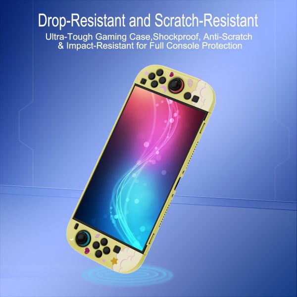 Pastel Yellow Macaron Split Case for Switch 2 & PC - Cute Cartoon Girl Detachable Protective Shell