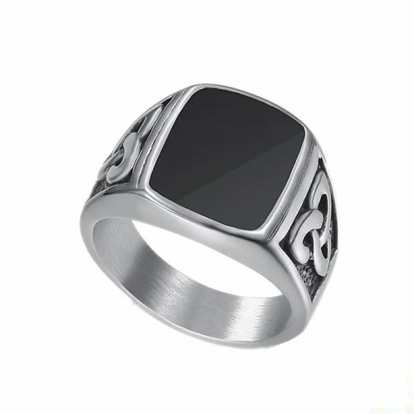 Black Enamel Mens Stainless Wedding Bands Size 5 - 10 Stainless Steel Wedding Band