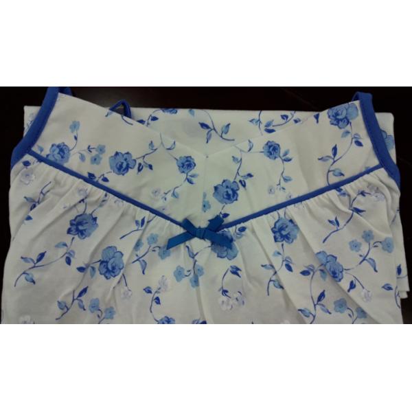 Ladies Cotton Jersey Floral Printed Strap Nightdress Sleepwear with Coloured Band