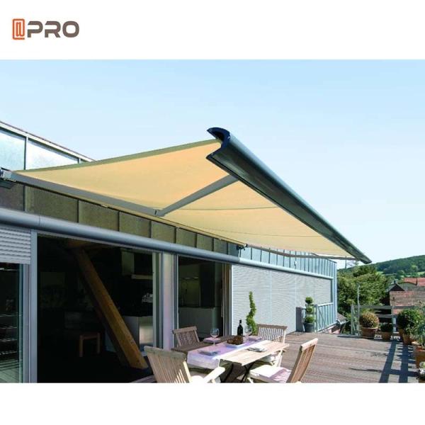 Powder Coated Outdoor Motorized Awning Full Cassette 6M Wall Mount Folding Arm Awning