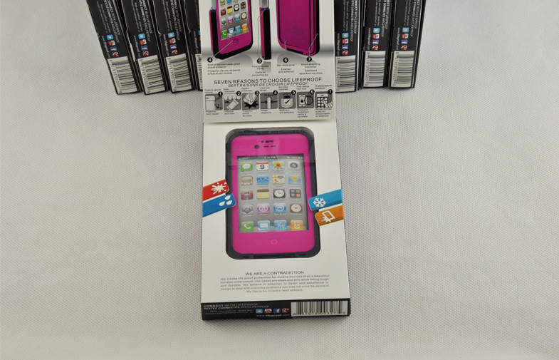 Pink Rose PC Waterproof Cell Phone Case Lifeproof For Iphone 4 / 4s