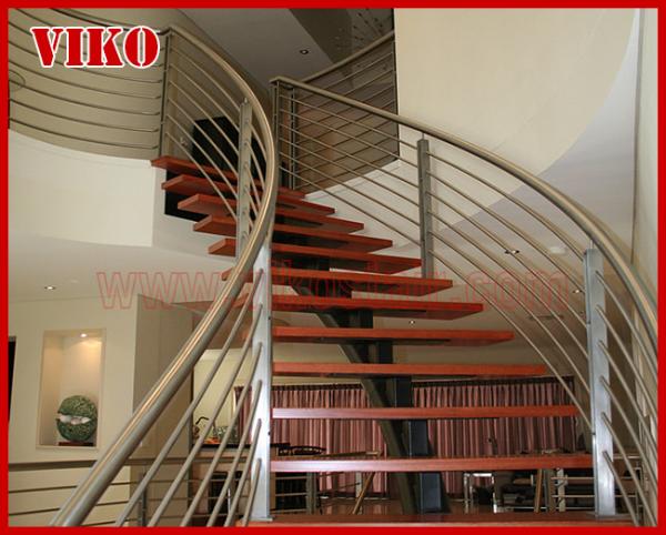 Steel Cable Stair VK85SC  304 Stainless Steel Handrail  Treed American Oak  Carbon Steel Powder-coate   Aluminum