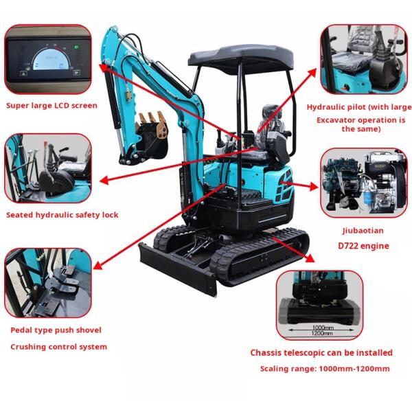 Kubota Motor Crawler Mini Excavator Transmissão hidráulica Profundidade de escavação 2350mm