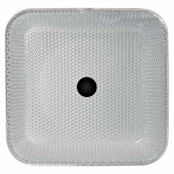 400mm Length Countertop Vanity Sinks Crystal Clear Glass Vessel Diamond Square