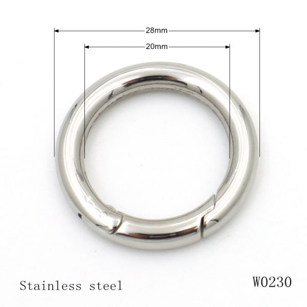 Stainless Steel Spring Ring 28mm x 20mm - Round Wire Snap Clasp for Bags & Keychains
