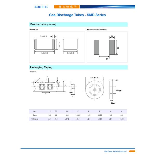 SMD ceramic discharge tube 4532/1812 patch gas discharge tube T - slow fuse fuse
