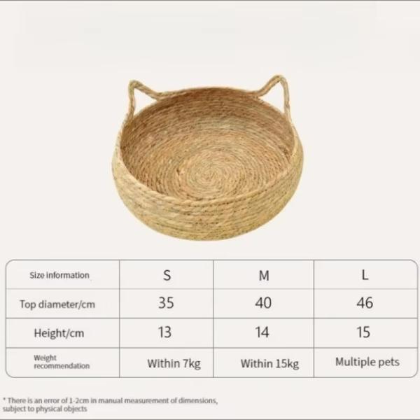 Removable Straw Pet Bed Warm Cat Rattan Bed Washable Four Seasons Universal