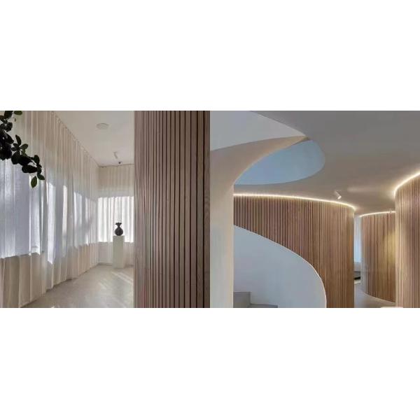 11mm / 13mm Flexible Curved Wood Slat Acoustic Panels For Restaurant Hall Wall