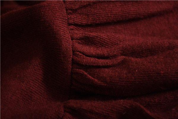 Autumn Winter Sweeter Ladies Dress Clothing Red Wine 100% Acrylic Bubble Skirt Dress