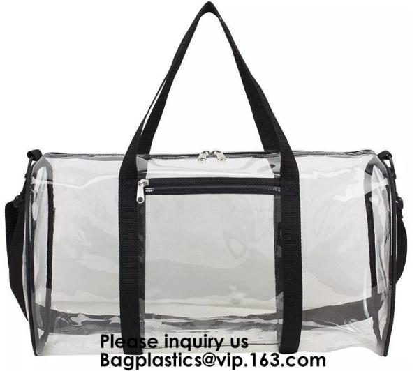 Clear Duffel Gym Bag Transparent PVC Carry Bag With Shoulder Strap,Cosmetic Carry Bag Magnet Pockets Detachable Shoulder