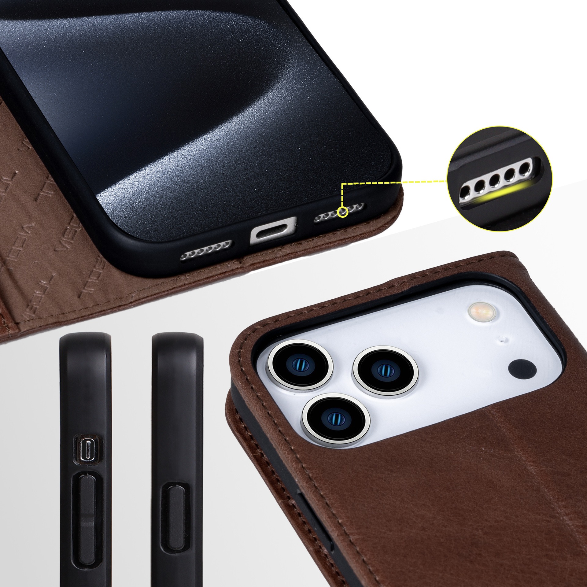 For Laudtec Flip Leather Mobile Phone Cases for 17 Air 16 15 Pro Max Simple Business Shockproof Back Cover Wallet Card Shell Wholesale OEM/ODM/Private Label
