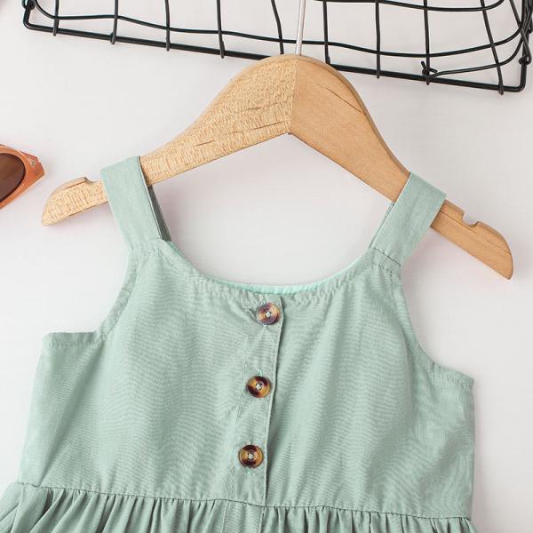 Summer Children'S Clothing Baby Girls Suspender Dress Solid Color