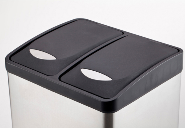 24L Three Compartment Foot Pedal Waste Bin Ashcan  Stainless Steel Trash Can