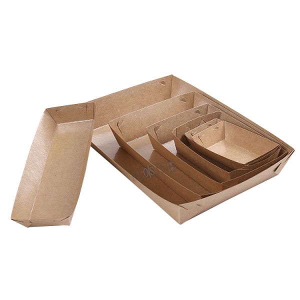 300ml to 1800ml Foldable Takeaway Containers Kraft Paper Disposable Food Tray for Fast Food