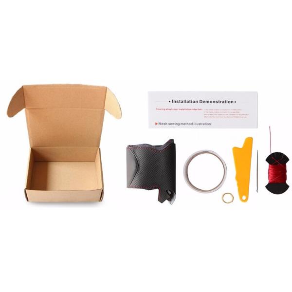 Wood Grain Carbon Fiber Beige Leather Hand Sewing Custom Steering Wheel Cover For Volvo S80 2010 XC70 2011